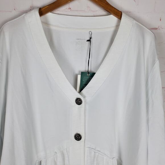 NEW Neon Buddha Entranced Jacket Top Plus Size 3X White 3/4 Sleeve Cotton V-neck - Picture 5 of 14